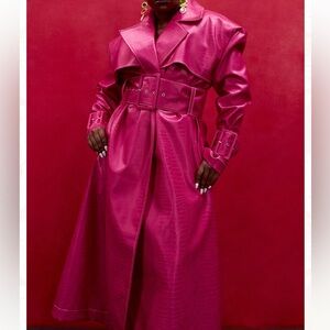 Vibrant Fuchsia Women's Trench Coat
